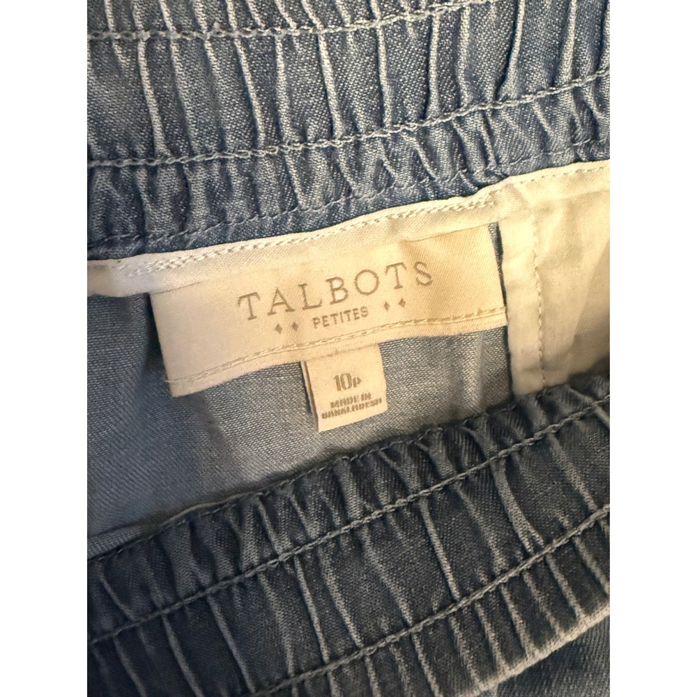 Talbots Petites Blue Chambray Pull On Skirt Size 10P Drawstring Elastic Waist - Picture 4 of 4